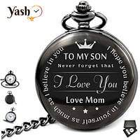 Yash Retro Style I Love You Quartz Pocket Watch - Son Forever - Emotional Gift black
