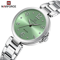 NaviForce NF5031 Luxury Bracelet Quartz Wrist watch For Women Silver/Green