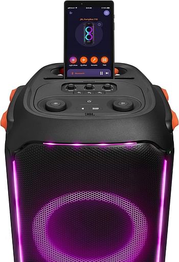 JBL Partybox 710 Party Speaker With 800W Rms Powerful Sound - Built In Lights - Splashproof - Guitar & Mic Inputs Black