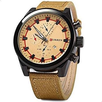 CURREN 8196 Men's Water Resistant Analog Watch Beige/Black