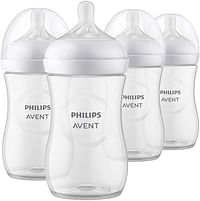 PHILIPS AVENT Natural Baby Bottle with Natural Response , Clear, 9oz, 4pk, SCY903/04, 9 Ounce