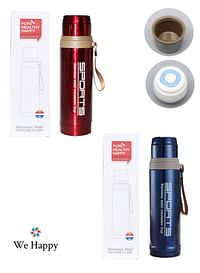 Pack of 2 Sports Stainless Steel Thermos Vacuum Flask 750 ML Capacity with Insulation Cup Comes in Assorted Colors.