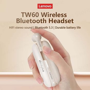 Thinkplus TW60 Wireless Bluetooth Headphones Noise Reduction 300mAH Long Standby Headset Dual HD Mic Beige