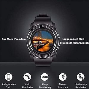 Smart Watch V8 Bluetooth Touch Screen Wrist Watch with Camera/SIM Card Slot,Waterproof Smart Watch Sports Fitness Tracker Compatible with Android iOS Phones Samsung Huawei for Kids Women Men