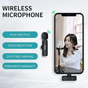 K9 Wireless Collar Microphone Dual Lapel Lavalier Omnidirectional Mic Plug and Play Mike for Vlogging Interview Live Streaming YouTube Video Compatible with Android Smartphones & iPhone(iOS)