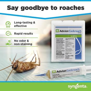 Advion Cockroach Gel Bait -  2  Tubes  (30g each) | Includes Plunger and  Tips | Effective German Roach Pest Control | Indoor and Outdoor Use | Roach Killer Gel for American Homes