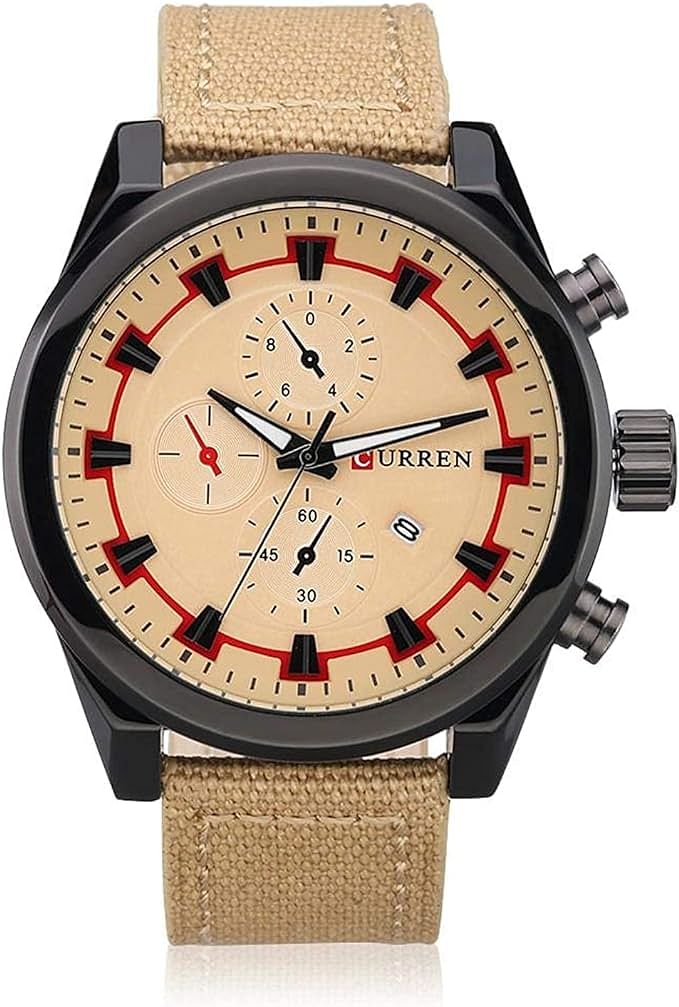 CURREN 8196 Men's Water Resistant Analog Watch Beige/Black