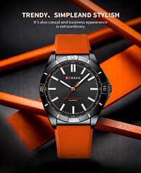 Curren 8449 Men's Quartz Watch Silicone Strap Fashion Sports Waterproof / Orange