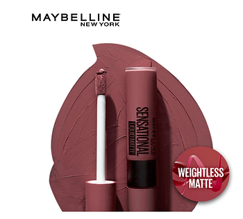 Maybelline New York Lipstick, Matte Finish, Non-Sticky and Non-Drying, Sensational Liquid Matte, NU04 Bare Temptation