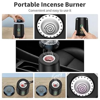 Electric Incense Burner Portable USB Rechargeable Aroma Diffuser, Arab bakhoor Incense Holder for Car and Home