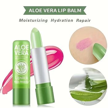 2 Pcs Aloe Vera Lip Balm Lipstick - Lip Moisturizing Hydrating and Repairing Tinted Lip Care Gloss