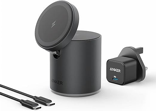 Anker 623 Magnetic Wireless Charger (MagGo), 2-in-1 Wireless Charging Station with 20W USB-C Charger, For iPhone 13/12 Series, AirPods Pro (Interstellar Gray)