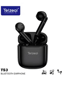 تيلزيل تي إس 2 سماعات أذن لاسلكية تعمل بالبلوتوث مع جودة صوت عالية الدقة وتقليل الضوضاء متوافقة مع أجهزة أندرويد وآي أو إس (أسود)
