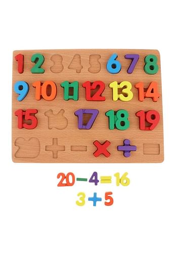 26 Pieces Wooden Counting Numbers 123 Board Toy for Toddlers, Learning Puzzle, Early Education Activity