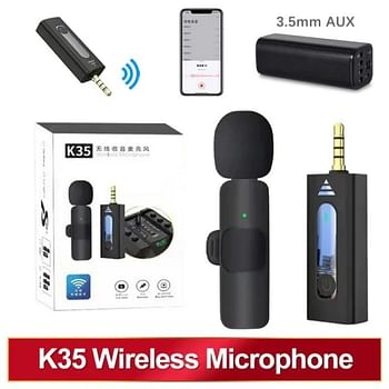 K35 Wireless Microphone For 3.5mm Supported Devices - Black