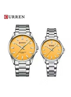 Curren 9090 Fashion Lovers Couple Handwatch غير القابل للصدأ حزام حركة كوارتز اليابانية ساعات تعيين مقاوم للماء