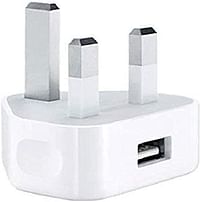 HRX-UK USB Mains Charger Plug Adaptor 1A/1000mAh, 3 Pin Plug, Fast Charging Plug for USB Cables