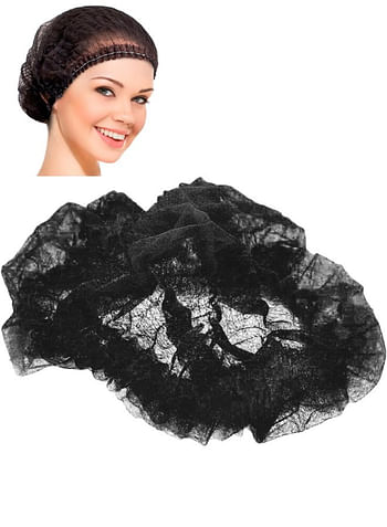 Gesalife 200 قطعة قبعات استحمام للاستعمال مرة واحدة غير منسوجة Mob Hair Net 19 بوصة أسود