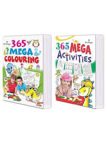حزمة من 2 نحن نشاط تعليمي تعليمي وممتع للأطفال من Happy 365 Mega وكتب تلوين برسومات تحديات مختلفة وألعاب ممتعة