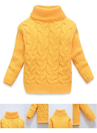 We Happy Baby Boys Girls Sweater Kids Cable Knit Turtleneck Long Sleeve Chunky Warm Pullover Top -Yellow-3 To 4y