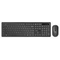 Promate Wireless Keyboard and Mouse Combo, Slim Full-Size 2.4Ghz Wireless Keyboard with 1600 DPI Ambidextrous Mouse, Nano USB Receiver, Quiet Keys, Angled Kickstand for iMac, MacBook Air, ASUS, ProCombo-13,Black