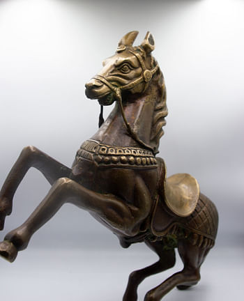 Majestic Bronze Standing Dynamic Horse Figure Set Handcrafted in Nepal