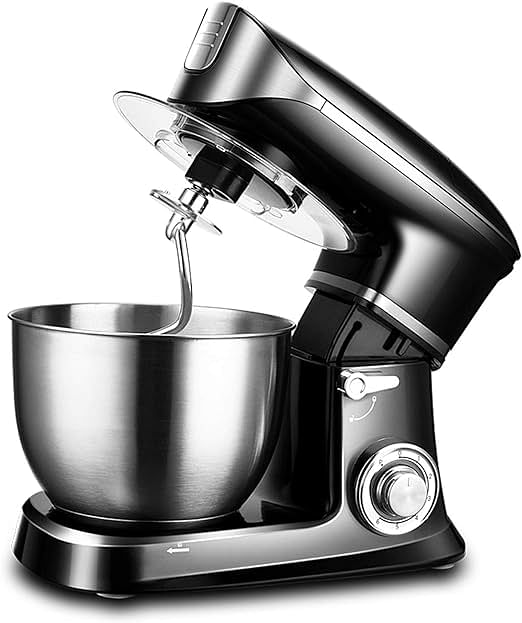 Electric Stand Mixer Multifunctional Egg Flour Bread Beating Blending Machine Pastry Chef 6 Speed Household Food Processors Easy to Clean - Black