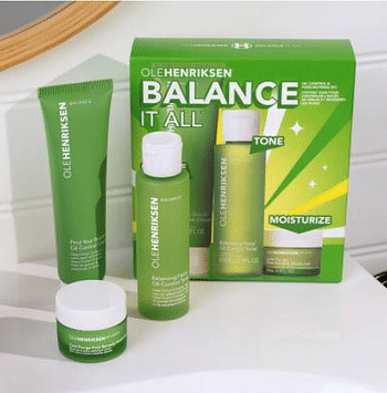 OLE HENRISKESEN Balance It All Oil Control Pore-refining Set: Cleanser 60ml + Toner 65ml + Moisturizer 15ml - 3pcs