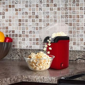 Popcorn Maker Machine Electric Snack Maker,1200-W Hot Air Popcorn, with Measuring Cup and Removable Lid/Instant Popcorn Grade Aluminium Alloy Oil Free Popcorn Maker