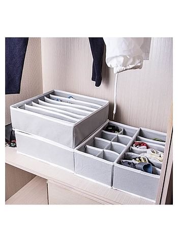 4 Pcs Foldable Drawer Organizer Storage Boxes for Undergarments, Socks and Accessories