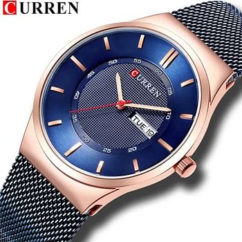 CURREN 8311 Men Watches Simple Style Stainless Steel Mesh Wristwatch New Quartz Male Clock With Week and Date Waterproof Hombre