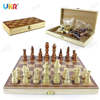 BERRY Chess Wooden Traditional Board Game Compact 12 inch Classic Set Gift for Kids