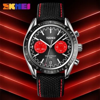 SKMEI Men Quartz Watch Waterproof Watch with Stopwatch Timing Fashion Casual Style For Men 9292 Black-Red