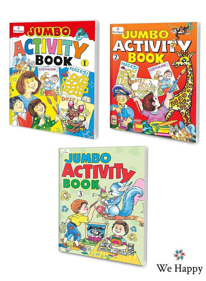 Pack of 3 We Happy Jumbo Activity Books Educational and Fun Learning Activities for Kids with different Challenges and Enjoyable Games