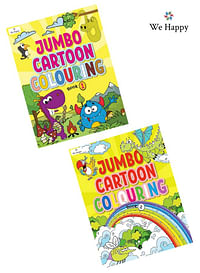 Pack of 2 We Happy Jumbo Cartoon Coloring Books, Funny and Crazy Drawings for Kids 3+ Age (Combo Book 1 - 2)