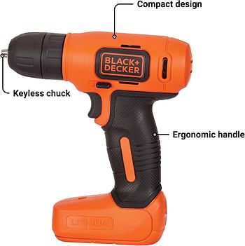 Black+Decker 8V Max Cordless Drill + 43 PC Home Decor Project Kit (BDCD8HDPK)