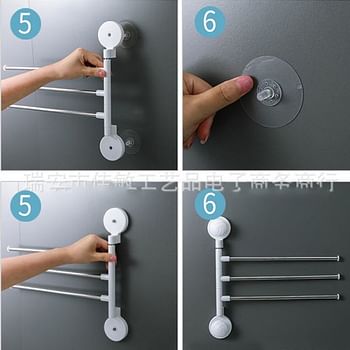 4 Layers Rotatory Suction Cup Towel Rack