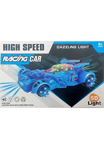 High Speed Racing Toy Car with Dazzling 5d Light and Music (White & Blue)