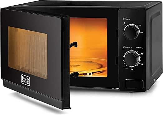 Black and Decker Microwave Oven 20 Liter with Defrost Function, Black - MZ2020-B5 | Best Microwave Oven for Home Use (Long Lasting)