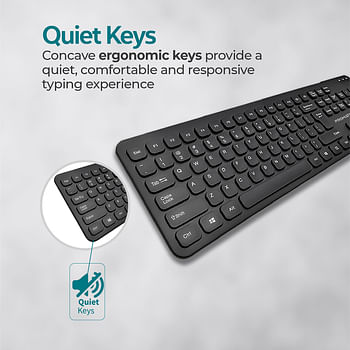 Promate Wired Keyboard, Ultra-Slim Full-Size 106-Keys Quiet Keyboard with 1.6m USB Cord Length, Built-In Foldable Stands and Volume Control Keys for MacBook Pro, ASUS, Dell, EasyKey-4 English