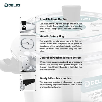 DELICI ADPC5E Dripless 5 litre Pressure Cooker