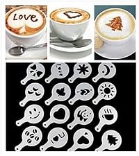 Coffee Latte Cappuccino Barista Art Stencils Cake Duster Templates Coffee Tools 16Pcs