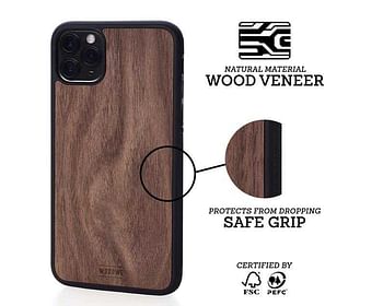 IPHONE CASE - WOOD WITH PLASTIC BASE - WALNUT - FOR IPHONE 11