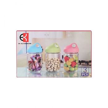 EK Glassware 3 Piece Glass Storage Jar Set