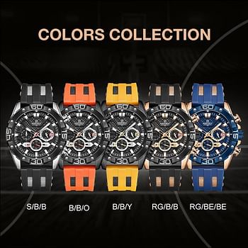 NAVIFORCE NEW NF8019T Waterproof Silicone Strap Watch Men's Sport Multifunction Quartz Analog Fashion Watch -  RG/BE/BE