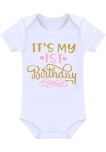 It’s My 1st Birthday Outfit Baby Girl Party Fancy Dress | Photography Costume with Cake Topper | 5 Pcs Set - Baby Pink