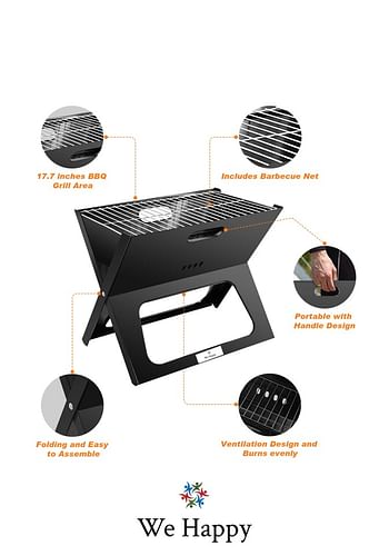 We Happy Portable Outdoor Barbecue X Type Charcoal Grill | Foldable & Easy to Use