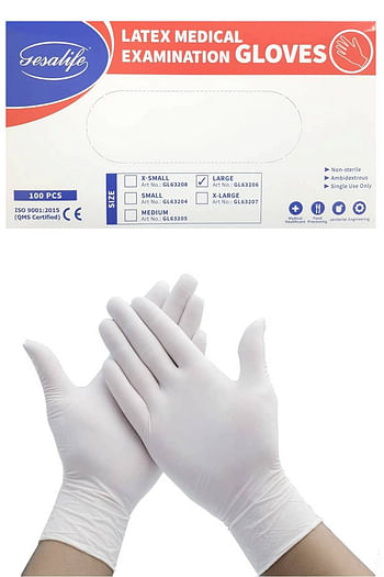 Powder Free Latex Disposable Gloves 100 Pcs