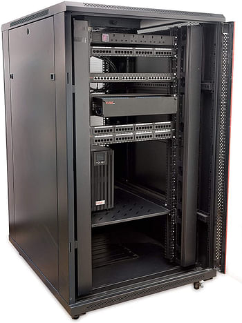 Network Server Cabinet 27U, 800x 1000mm 19" Rack with front glass door, rear mesh door, with 4 way fan unit, Black