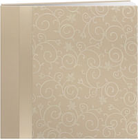 Pioneer MB10SR-W 12-Inch by 12-Inch Scroll Embroidery Fabric Postbound Album with Ribbon, Ivory